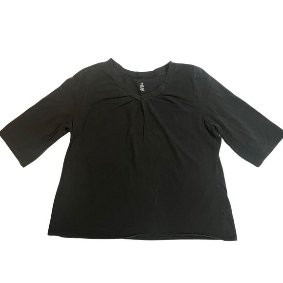 Bobbie Brooks Tops - Bobby Brooks Shirt Women 2X Black Basic Classic Casual Blouse V Neck Comfort Top